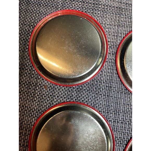 Vintage set of 5 Christmas Metal Coasters with Santa and Sleigh - Picture 12 of 12